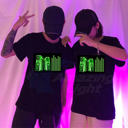 Popular Sound Active Equalizer EL T-shirt Equalizer Light Up Down LED T-shirt Flashing Music Activated LED T-shirts Men Women Tee