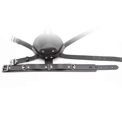 PU Leather Harness Face Mask Cool Black Headgear BDSM Bondage Restraint Muzzles Ball Mouth Gag Sex Toys for Couples Adult Games