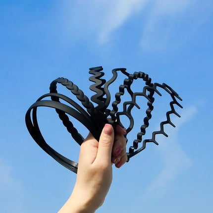 High Quality 1Pc/Lot 12cm Fashion Men's Women's Unisex Black Wavy Hair Head Hoop Band Sport Headband Hairband Hair Accessories