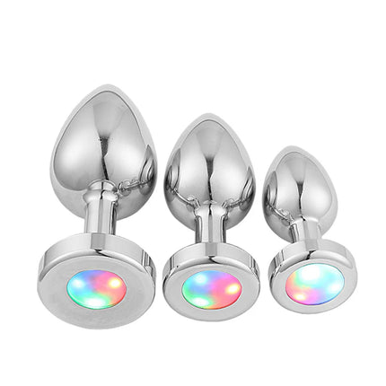 LED Light Anal Plug Stainless Steel Butt Plug Prostate Massage Sex Toys For Women Men Gay Adult toys BDSM Anal Butt Plug