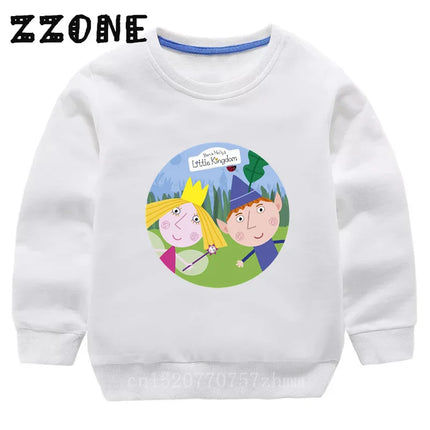 New Spring Autumn Baby Girls Sweatshirts Ben and Holly Kingdom Cartoon Cute Kids Hoodies Children Pullover Tops Boys Clothes