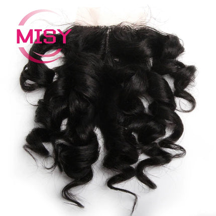 Curly Human Hair Closure Brazilian Hair Weave Curly / Body Wave T Part Lace Closure Only Middle Part
