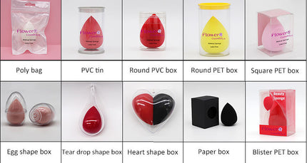Custom Your Logo Cosmetics Beauty Sponge Latex Free and Vegan Makeup Black Sponge Set  Powder Cream Liquid Application with Box