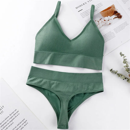 Women's Underwear Cotton Sexy Seamless Bra and Panty Set Wire Free Brassieres Female Womens Lingerie Underwear & Sleepwears