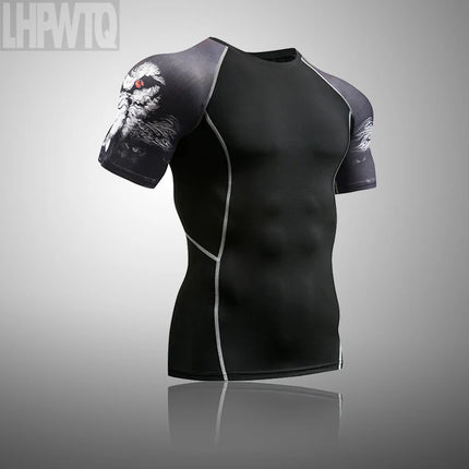Men's Running Tights T-Shirt Compressed shirt Short sleeve t-shirt Top for fitness MMA rashguard Men Outdoor Sports track suit