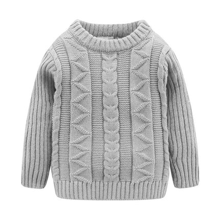 Mudkingdom Girls Boys Sweater Crewneck Cable Knit Pullover for Kids Winter Clothes Fall Long Sleeve Children Sweaters Solid