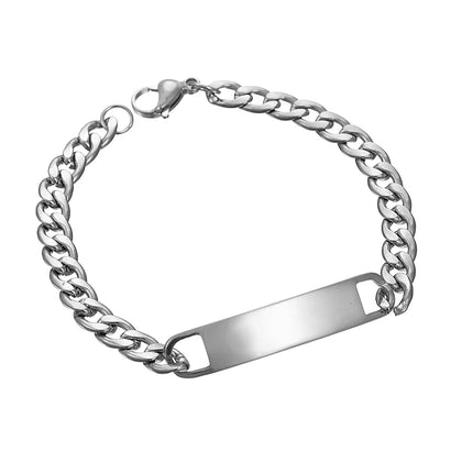 Stainless Steel Engrave Name Bracelet For Men Personalized  Nameplate Date DIY Bracelets For Male Boy Jewelry Birthday Gift
