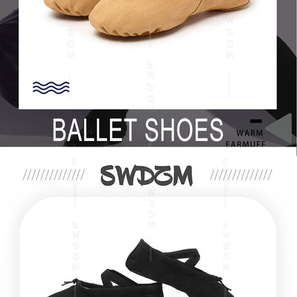 Girls Ballet Shoes Canvas Flat Ballet Dancing Slippers Dance Shoes For Adult Women Kids Children Classic Split-Sole Soft Leather