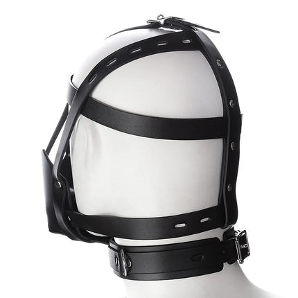 SM Leather Padded Hood Blindfold Head Harness Mask Mouth Gag Balls BDSM Bondage Sex Toys For Couples 18 Adult Erotic Accessories