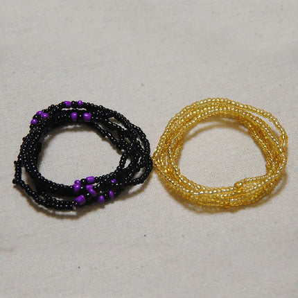2 Pcs Sexy Summer Waist Bead Chains African Belly Beads Colorful Beach Bikini Body Belly Chain Elastic Jewelry for Women Girls