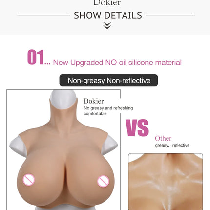 Dokier Realistic Silicone Crossdressing Huge Fake Breast Forms Boobs for Crossdressers Drag Queen Shemale Crossdress Prothesis