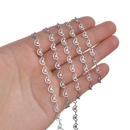 Wholesale 1 meter Moon and Heart Anklet Bracelet Necklace Link Chains For DIY Jewelry Making Supplies Accessories