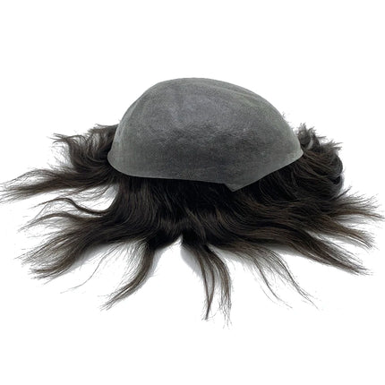0.02-0.04mm Super Thin Skin Men's Toupee Natural Indian Human Hair Male Wig Prosthesis Hair System For Men Free Shipping