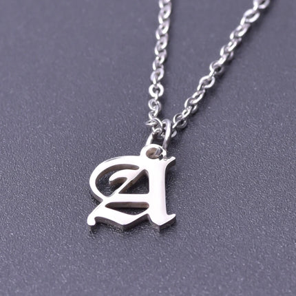 2pcs Stainless Steel Initial Necklace For Men Women Chain Old English Pendant 26 Letters Statement Necklaces Jewelry Couple Gift