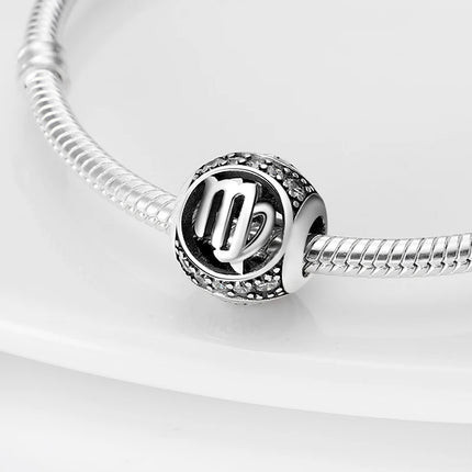 Hot Sale 925 Sterling Silver 12 Constellation Beads Charm Fit Original Pand 3mm Bracelet For Women Jewelry Birthday Fashion Gift