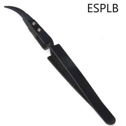 ESPLB Newest Reverse Tweezers Black Plastic Tip Stainless Steel Handle Precision Tweezers Curved/Flat/Straight Tip Tweezers
