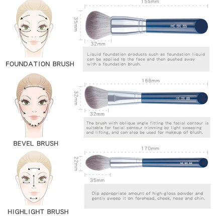 MyDestiny Azure Blue 11pcs Makeup Brush Set&Kit  Super Soft Fiber, High Quality Face&Eye Foundation Eyeshadow  Powder Brush