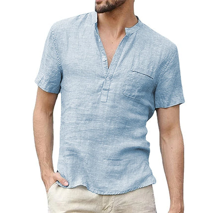 Summer New Men's Short-Sleeved T-shirt Cotton and Linen Casual Men's T-shirt Shirt Male Breathable S-3XL