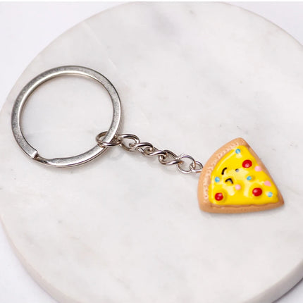 Unisex 6-piece Keychain Cute Pizza Alloy Pendant Can Be Used For Backpack Car Key Accessories Key Chain Jewelry Gifts