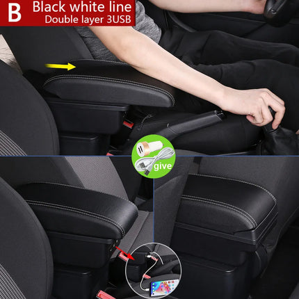 For Volkswagen POLO Armrest new For VW POLO Mk5 6R Vento Car Armrest box Interior Parts Storage Box Car Accessories 2012-2018USB