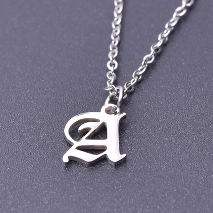 2pcs Stainless Steel Initial Necklace For Men Women Chain Old English Pendant 26 Letters Statement Necklaces Jewelry Couple Gift