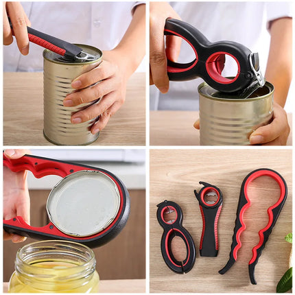 Jar Opener for Multifunctional  6-in-1 Bottle Opener Jar Lids Opener, 4-in-1 Jar Opener and Non Slip Lids Opener Gripper