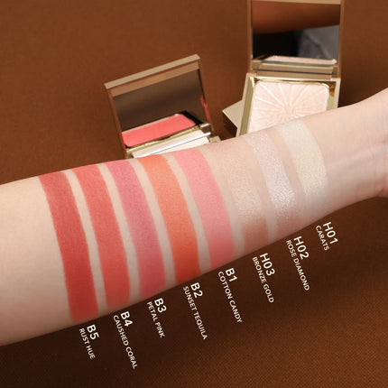 IMAGIC Brightening Highlighter&Cheek Blush Palette Professional Brighten 8-Color Repair Smooth Oil-Control Natural Pressed Makeu