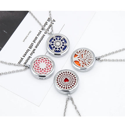 High Quality Patterns Tree of Life Aromatherapy Diffuser Pendant Perfume Locket Women Essential Oil Necklace Jewelry Wholesale