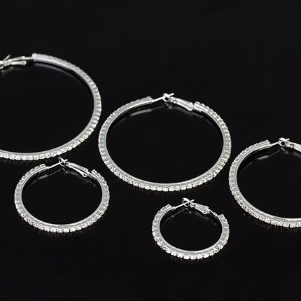Hot Lady Shiny Rhinestone Crystal Big Large Circle Hoop Earrings Round Ear Charming Statement Hoops Earrings Party Gift 3cm-10cm