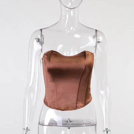 Sexy Women Tube Tops Solid Sleeveless Slim Skinny Corset Cropped Top 2023 Summer Casual Elegant Female Strapless Vest