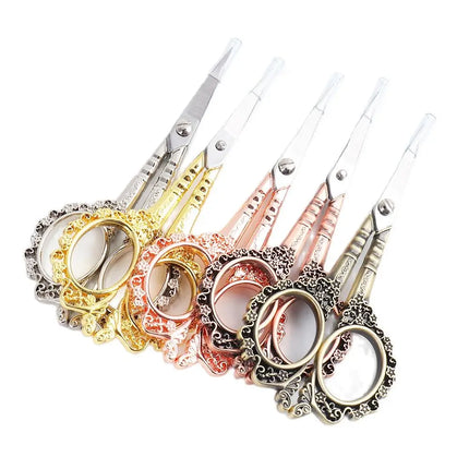 1PC(7.8*15cm) Stainless Steel 6Color Retro Scissors For Makeup/Embroidery/Nails/Sewing Trimmer Metal  Scissor Cuticle Tool P4006