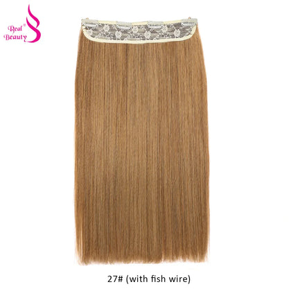 Real Beauty Single Clip In Hair With Adjustable Fish Wire Machine Made Human Hair Clip In Extensions Remy Hair