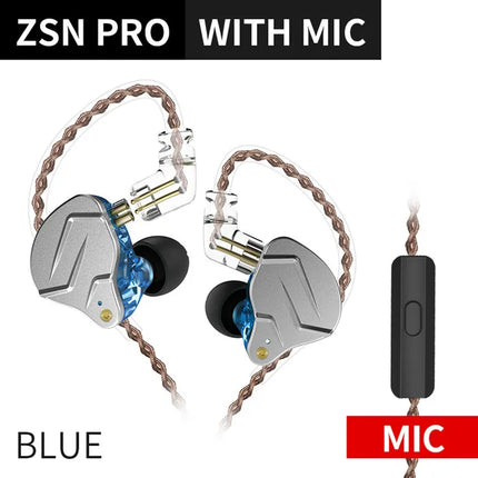 KZ ZSN Pro In Ear Earphones 1BA+1DD Hybrid technology HIFI Bass Metal Earbuds Headphones Sport Noise Cancelling Headset Monitor