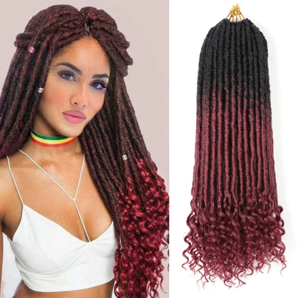 Soul Goddess Faux Locs Crochet Braids Hair Soft Natural Synthetic Braids Dreadlocs 20" 18Strands/Pack With End Curly Extensions
