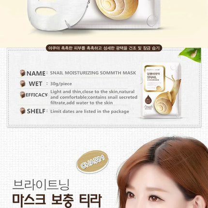 10/20/30pcs Snail Moisturizing Face Mask Anti-aging Wrinkles Whitening Facial Masks Sheet Mask Skin Care Korean Skin Care
