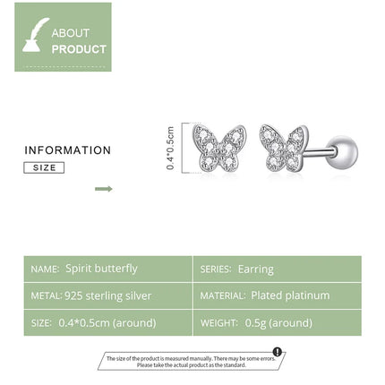 Bamoer 925 Sterling Silver Brilliant Star Earrings for Women Tiny Butterfly Stud Earrings Snowflake Girl Ear Studs Fine Jewelry
