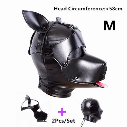 Black High Quality Adjustable Leather Erotic Dog Mask Bdsm Bondage Hood for Fetish Pup Cosplay Role Play Costumes Sex Products
