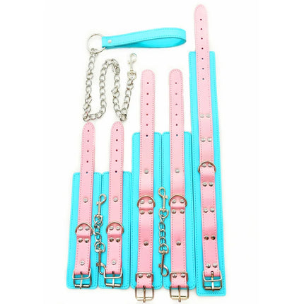 Adjustable PU Leather Handcuffs Ankle Cuff Collar Bdsm Toys Bondage Set Sex Toys Restraints Exotic Accessories Adult Toys