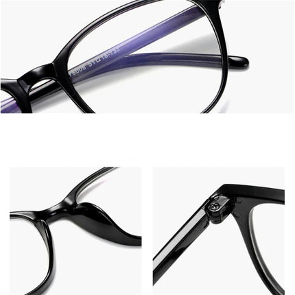 Rivets Finished Myopia Glasses Women Blue Film Coating Oval Nearsighted Eyeglasses -1.0 -1.5 -2.0 -2.5 -3.0 -3.5 -4.0 -4.5 -6.0