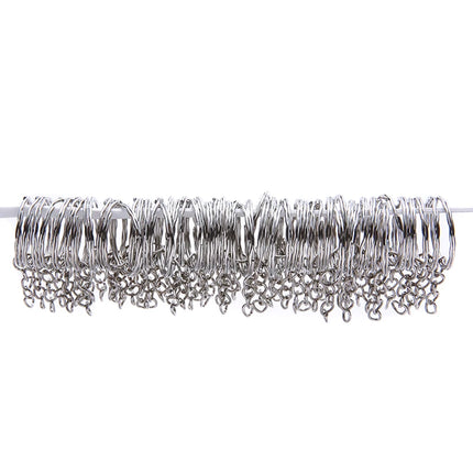 Silver Plated Metal Blank Keyring Keychain Charms Split Ring Keyfob Key Holder Link Rings Women Men DIY Key Chains Accessories