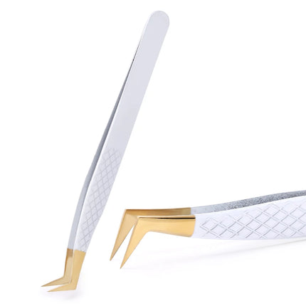 1Pc White-gold Anti-Static For Eyelash Extension Eyebrow Stainless Steel Set Beauty Precision Tweezers Makeup Tools