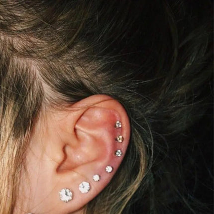3PCS Crystal Tragus Piercing Earring Set Zircon Cartilage Earrings Stud Set Labret Lip Piercing Bulk Ear Lobe Earring Conch Lot