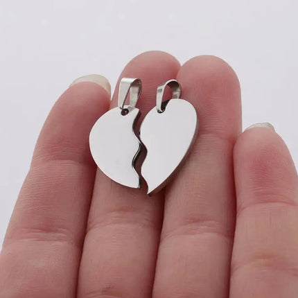 20pcs 100% Mirror Polished Stainless Steel Heart Blank Puzzle Charm Pendant Broken Heart Charm Pendants High Polished Wholesale