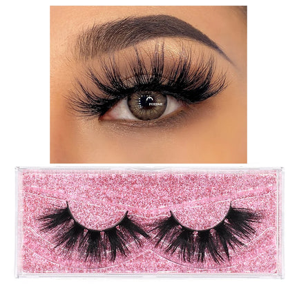 FOXESJI False Eyelashes 3D Mink Eye Lashes Strip Fluffy Dramatic Thick Cross Mink Eyelashes Soft Wispy Fake Eyelashes Extension