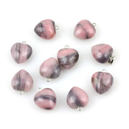 KFT Natural Rose Crystal Quartz Stone Heart Love Pendant Healing Amethyst Aquamarine Chakra Reiki Necklace Mother's Day Gifts