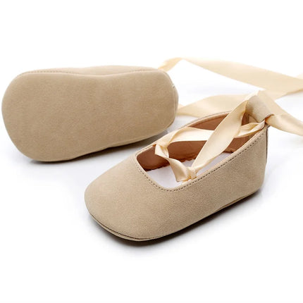 Fashion Newborn Baby Girl Shoes First Walkers Moccasins Cross Ribbon Princess Dance Soft Sole Infant Toddler Shoes Footwear