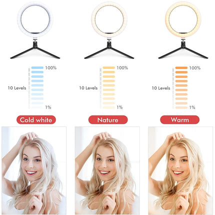 26cm LED Selfie Ring Lamp Photographic Selfie Ring Lighting USB Remote Fill light For Tiktok Video Live with Phone Holder Tripod