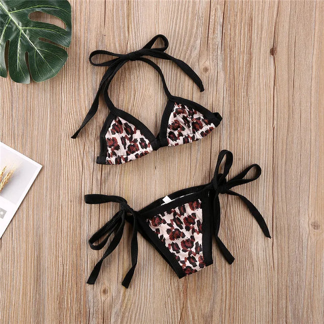 0-24Months Baby Girls Swimsuits Toddler Girls Leopard Print Swimwear For Girls Bikini Set 2024 Summer Infant Girls Bathing Suits