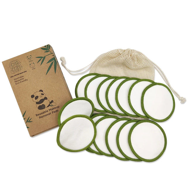 16Pcs Bamboo Cotton Makeup Remover Pads Reusable Soft Facial Clean Pads For Remove Lip Mascara Eye Shadow Lipstick Foundation