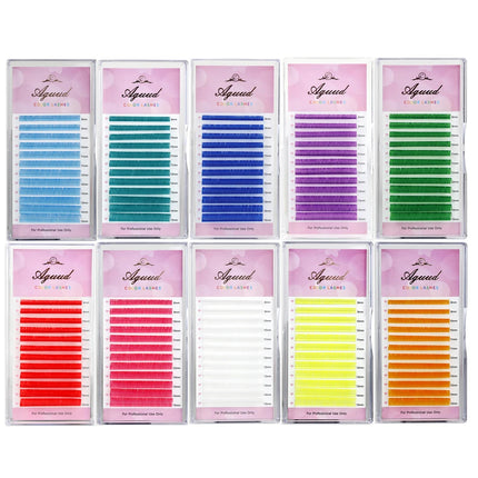 Color Lash Purple Blue Brown Green Red White Pink UV Eyelash Extensions Individual False Colored Flu Mink Lashes Makeup Volume